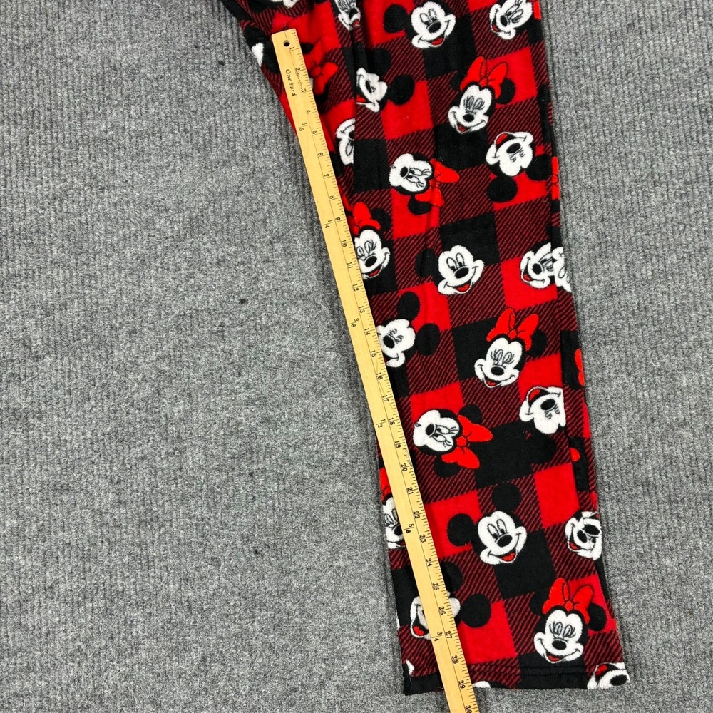 Disney Mickey Minnie Pajama Pants Womens Size 1X Red Black Plush Fleece Plaid - Picture 7 of 9